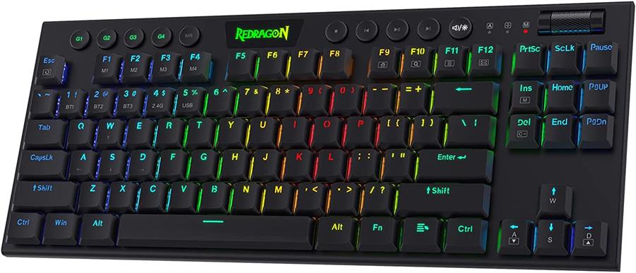 Teclado Redragon Horus K621 TKL Black RGB Wireless Switch Red