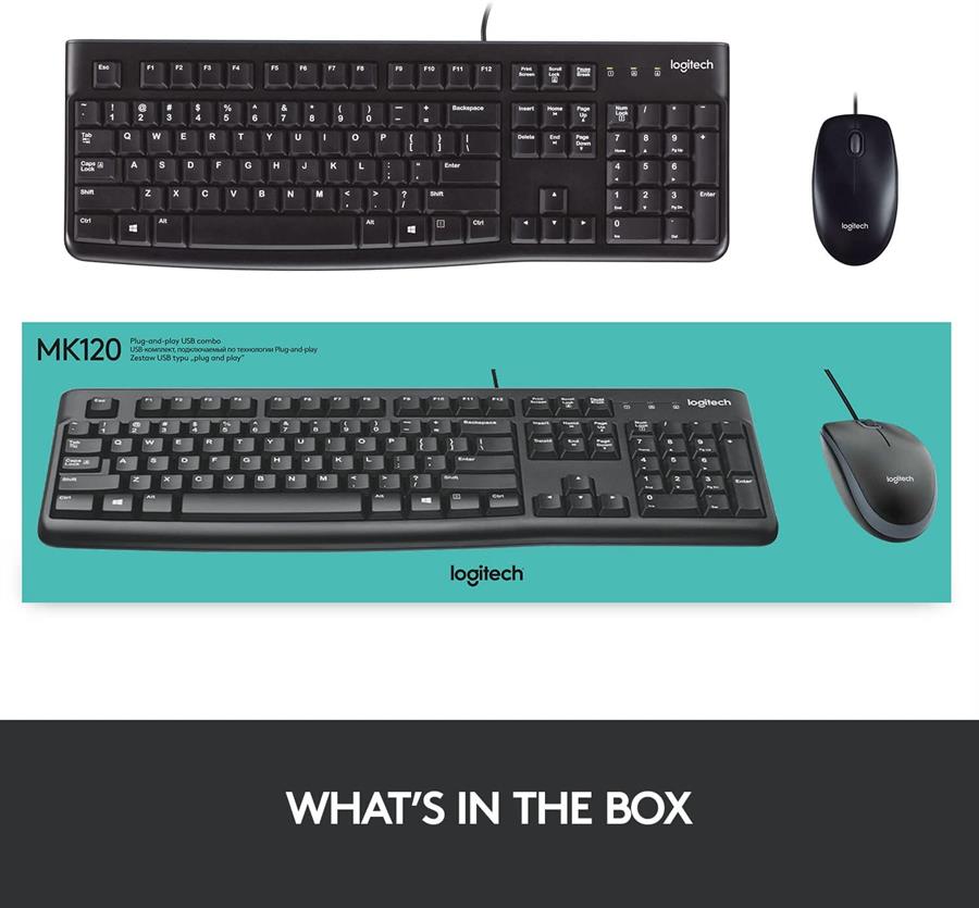 Kit Teclado y Mouse Logitech MK120 Negro Español