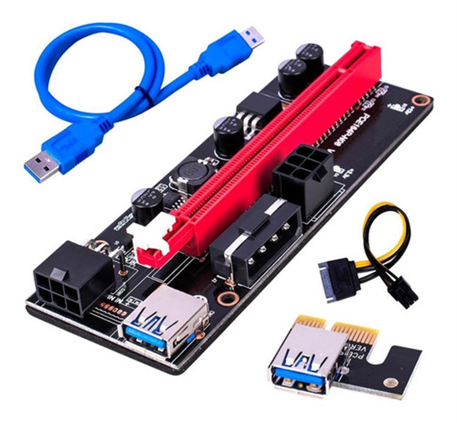 Placa Riser VER009S Plus PCI-E 1X A 16X Power X Sata