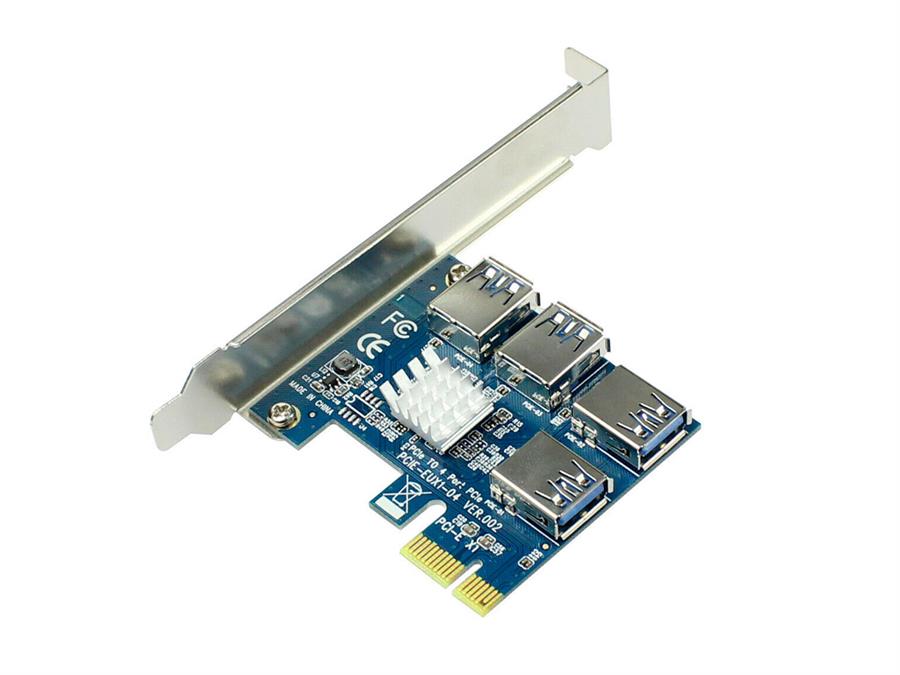 Placa PCIe de 4 puertos USB PCIe para risers