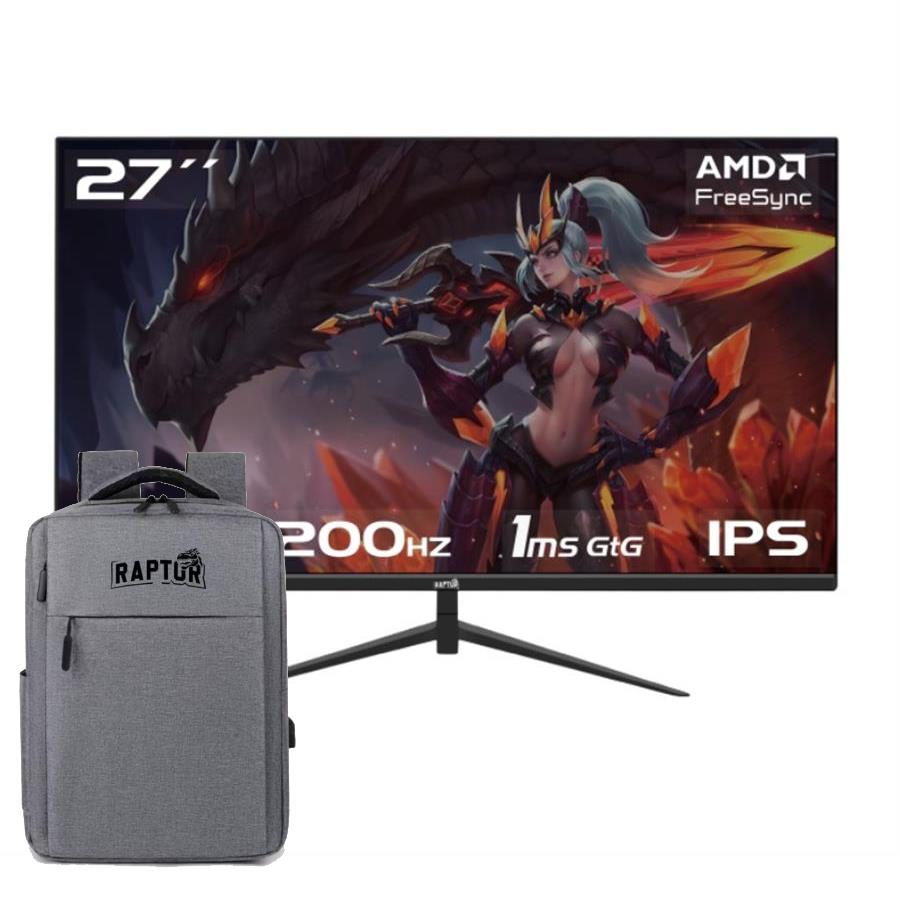 Monitor Raptor Hawk Eye 27" 200Hz QHD 2k IPS Gaming + Mochila