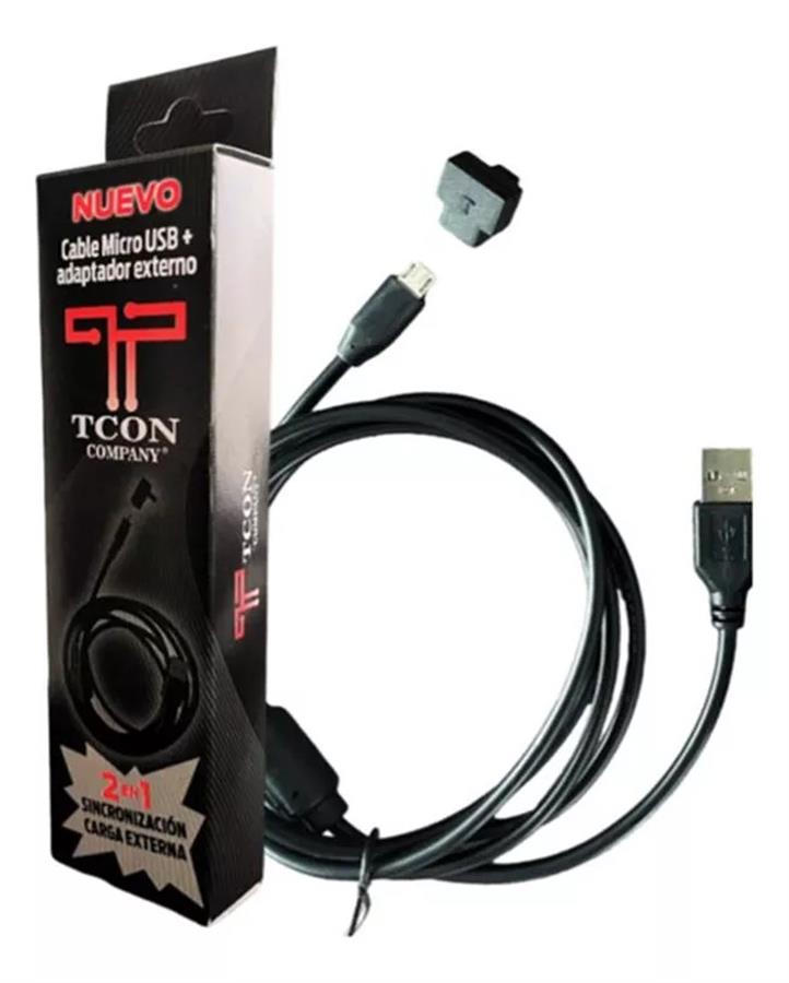 Cable micro usb + Ext Tcon 2 en 1 Carga Rapida Para Joystick Dualshock Ps4