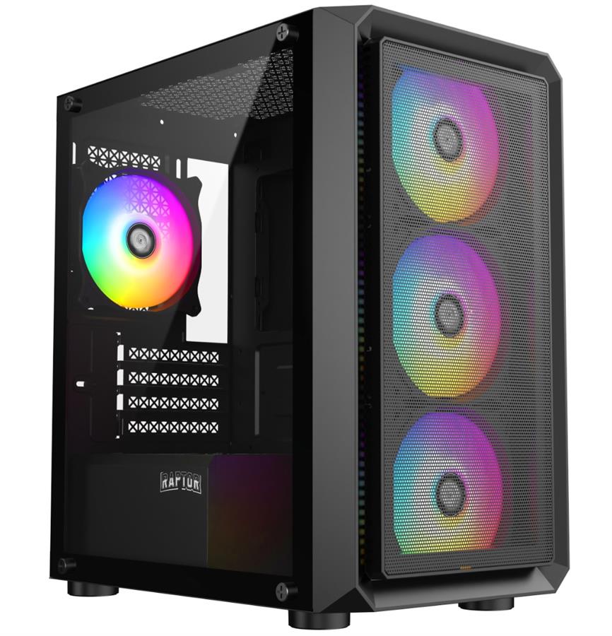 Gabinete Raptor Infinity Mesh Tg Mid-Tower Frgb x4 Fan