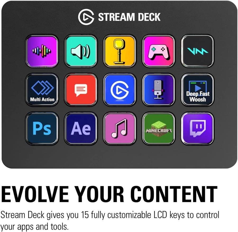 Elgato Stream Deck MK.2 Negro 15 botones LCD personalizables