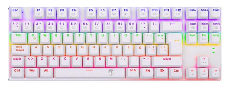 Teclado T-dagger Bora Lite T-TGK313W-Lit White Switch Red Rainbow