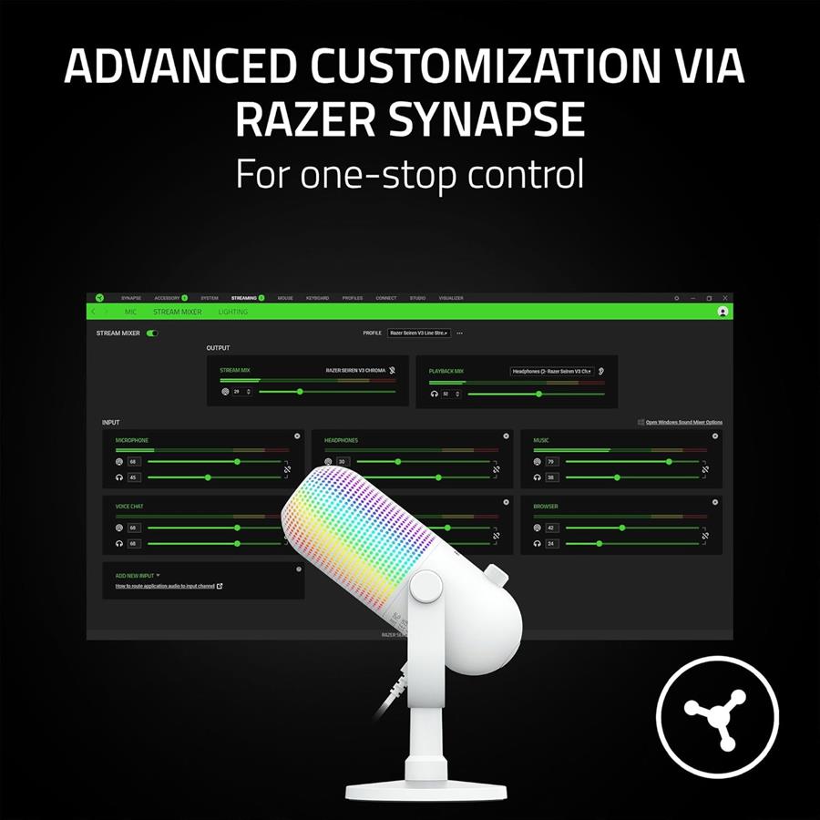 Microfono Razer Seiren V3 Chroma Rgb usb White